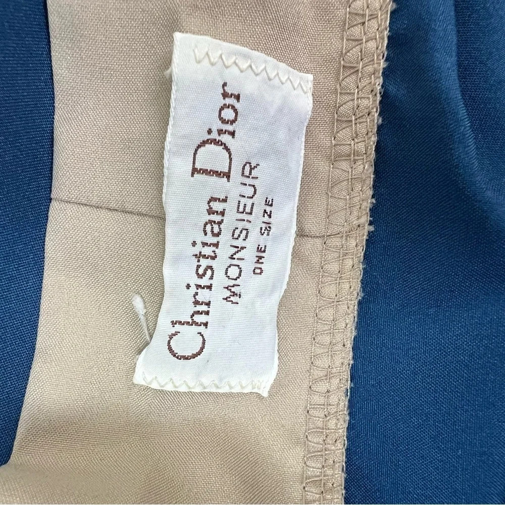 Christian Dior Vintage Tie Wrap Logo Robe Navy Blue One Size Unisex - Picture 5 of 6